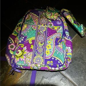 Vera Bradley Purple & Teal Quilted Paisley Kids Backpack